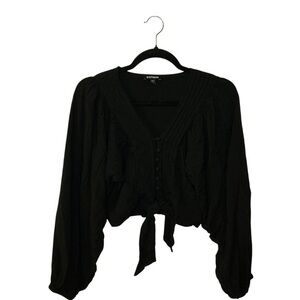 Express Black Tie-Front Blouse